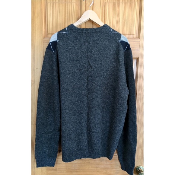 Brooks Brothers Sweater Mens XL Gray Scottish Lambswool Argyle Diamond V Neck - Picture 6 of 12